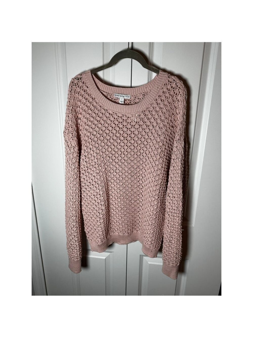AND NOW THIS Pink Crew Neck Sweater L EUC